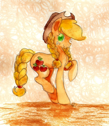 Size: 936x1083 | Tagged: safe, artist:chiuuchiuu, applejack, earth pony, pony, braid, solo, traditional art