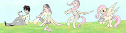 Size: 1920x500 | Tagged: safe, artist:luxianne, fluttershy, pegasus, pony, human to pony, rule 63, transformation, transformation sequence, transgender transformation