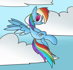 Size: 1648x1569 | Tagged: safe, artist:mr. rottson, derpibooru import, rainbow dash, pegasus, pony, flying, solo