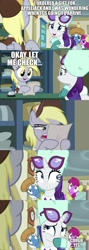 Size: 1920x5400 | Tagged: safe, edit, edited screencap, screencap, derpy hooves, rarity, pegasus, pony, unicorn, best gift ever, comic, female, implied lesbian, implied rarijack, implied sex toy, implied shipping, meme, post office, screencap comic, template