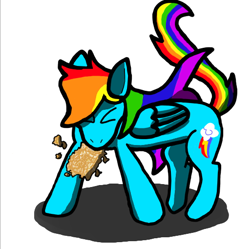 Size: 512x510 | Tagged: safe, artist:dragonpone, derpibooru exclusive, derpibooru import, rainbow dash, pegasus, pony, eyes closed, food, hashbrowns, simple background, solo, white background