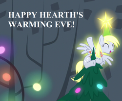 Size: 864x720 | Tagged: safe, edit, edited screencap, screencap, derpy hooves, a hearth's warming tail, bronybait, cropped, cute, derpabetes, derpy star, glow, hearth's warming decorations, hearth's warming eve, hearth's warming tree, speech, tree