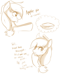 Size: 698x861 | Tagged: safe, applejack, earth pony, pony, aj answers, ask, pie, solo, tumblr