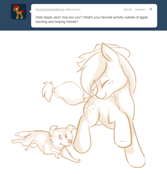 Size: 715x745 | Tagged: safe, applejack, winona, earth pony, pony, aj answers, ask, tumblr