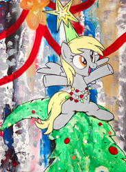 Size: 1400x1903 | Tagged: safe, artist:aquilateagle, derpy hooves, a hearth's warming tail, cute, derpabetes, derpy star, hearth's warming tree, scene interpretation, tree, twilight's castle