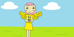 Size: 2504x1240 | Tagged: safe, artist:fefe2002, angel bunny, fluttershy, human, 1000 hours in ms paint, crappy art, humanized, ms paint, why, winged humanization