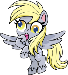 Size: 849x942 | Tagged: safe, artist:cloudyglow, derpy hooves, pegasus, pony, my little pony: pony life, background pony, cute, derpabetes, flying, raised hoof, simple background, solo, transparent background