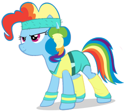 Size: 944x847 | Tagged: safe, derpibooru import, edit, rainbow dash, 80s, clothes, exercise, headband, leg warmers, push ups, recolor, shirt, shorts, solo, vector, wristband