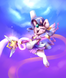 Size: 2000x2371 | Tagged: safe, artist:confetticakez, oc, oc only, oc:silver thread, pony, unicorn, boots, braid, clothes, crossover, cute, female, league of legends, magical girl, mare, pleated skirt, ponytail, shoes, skirt, socks, solo, star guardian lux, stockings, thigh boots, thigh highs