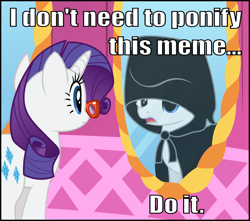 Size: 816x720 | Tagged: safe, alternate version, artist:eagle1division, rarity, pony, unicorn, caption, carousel boutique, cloak, clothes, darth sidious, do it, evil kermit, female, glasses, image macro, mare, meme, mirror, ponified, reflection, solo, star wars, talking, template, vector