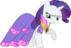 Size: 7994x5438 | Tagged: safe, artist:krusiu42, rarity, pony, unicorn, .svg available, absurd resolution, angry, clothes, dress, element of generosity, elements of harmony, jewelry, raised hoof, simple background, solo, transparent background, upset, vector