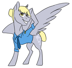 Size: 1000x943 | Tagged: safe, artist:phobicalbino, derpy hooves, pegasus, pony, clothes, female, hair bun, mare, necktie, police officer, police uniform, raised hoof, salute, shirt, simple background, solo, white background