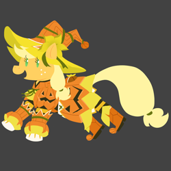 Size: 1000x1000 | Tagged: safe, artist:elslowmo, applejack, earth pony, pony, halloween, hat, holiday, jack-o-lantern, monster hunter, pumpkin, witch hat