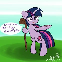 Size: 1000x1000 | Tagged: safe, artist:lightningnickel, derpibooru import, twilight sparkle, twilight sparkle (alicorn), alicorn, pony, civilization, civilization v, crossover, female, frog (hoof), mare, settler, solo, underhoof, vulgar