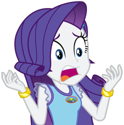 Size: 3419x3441 | Tagged: safe, artist:sketchmcreations, rarity, equestria girls, legend of everfree, bracelet, camp everfree logo, camp everfree outfits, female, jewelry, marshmelodrama, open mouth, shocked, simple background, solo, transparent background, vector