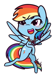 Size: 1102x1526 | Tagged: safe, artist:lilliesinthegarden, derpibooru import, rainbow dash, pegasus, pony, blushing, chibi, cute, flower, flower necklace, heart eyes, open mouth, simple background, solo, white background, wingding eyes