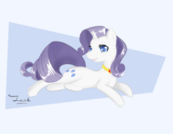 Size: 900x700 | Tagged: safe, artist:larkdraws, rarity, pony, unicorn, jewelry, necklace, prone, solo