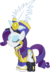 Size: 3001x4321 | Tagged: safe, artist:cloudyglow, rarity, pony, unicorn, testing testing 1-2-3, .ai available, absurd resolution, ancient wonderbolts uniform, boots, clothes, eyes closed, female, hat, mare, sgt. rarity, shako, shoes, simple background, smiling, solo, transparent background, uniform, vector