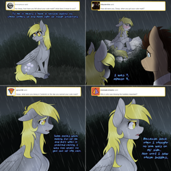 Size: 1502x1502 | Tagged: safe, artist:opal-prince, derpy hooves, doctor whooves, pony, crying, female, filly, lovestruck derpy, paper, rain, self ponidox