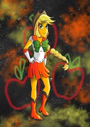 Size: 913x1279 | Tagged: safe, artist:kartoon12, applejack, human, humanized, pony coloring, sailor moon, sailor scout, solo