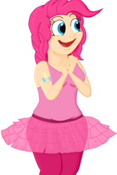 Size: 1024x1536 | Tagged: safe, artist:megaanimationfan, pinkie pie, human, clothes, curvy, happy, humanized, leggings, simple background, smiling, sticker, tanktop, tutu, white background