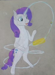 Size: 1922x2602 | Tagged: safe, artist:blastradiuss, rarity, horse, pony, unicorn, butter, food, horsified, magic, sewing, solo