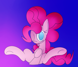 Size: 1083x928 | Tagged: safe, artist:mr. rottson, pinkie pie, earth pony, pony, :p, cute, looking at you, sitting, smiling, solo, tongue out, underhoof, wink