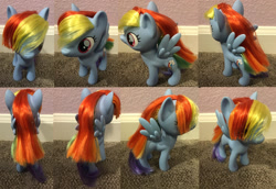 Size: 1276x880 | Tagged: safe, derpibooru import, rainbow dash, pegasus, pony, blue coat, female, mare, multicolored mane, toy