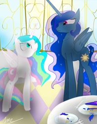 Size: 1189x1518 | Tagged: safe, artist:nuttypanutdy, princess celestia, princess luna, cutie mark swap, role reversal