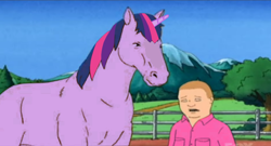 Size: 654x352 | Tagged: safe, derpibooru import, twilight sparkle, horse, g4, bobby hill, crossover, hoers, king of the hill