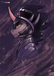 Size: 848x1200 | Tagged: safe, artist:foxinshadow, derpibooru import, king sombra, pony, unicorn, bust, limited palette, portrait, solo