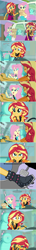 Size: 1282x8903 | Tagged: safe, edit, edited screencap, screencap, fluttershy, sunset shimmer, cat, better together, driving miss shimmer, driving miss shimmer: fluttershy, equestria girls, car, comic, pedal, screencap comic