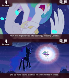 Size: 640x720 | Tagged: safe, nightmare moon, princess celestia, alicorn, pony, princess twilight sparkle (episode), cinemare sins, crown, female, horn, jewelry, mare, regalia, siblings, sisters