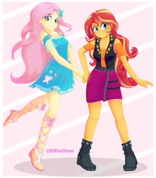 Size: 3500x4000 | Tagged: safe, artist:katakiuchi4u, fluttershy, sunset shimmer, equestria girls, clothes, cute, female, smiling