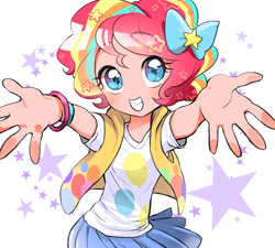 Size: 1000x900 | Tagged: safe, artist:quizia, pinkie pie, equestria girls, clothes, cute, diapinkes, moe, rainbow power, skirt, solo