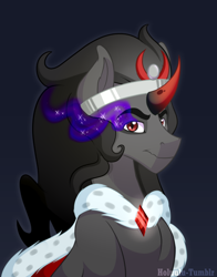 Size: 500x639 | Tagged: safe, artist:holuulu, derpibooru import, king sombra, pony, unicorn, black mane, male, sharp teeth, solo, sombra eyes, stallion