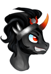 Size: 2050x3000 | Tagged: safe, artist:mintpencil, derpibooru import, king sombra, pony, unicorn, black mane, gray coat, horn, male, solo, stallion