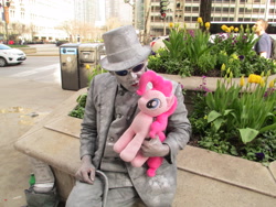 Size: 4608x3456 | Tagged: safe, artist:template93, pinkie pie, human, chicago, irl, irl human, photo, plushie, ponies around the world, silver man