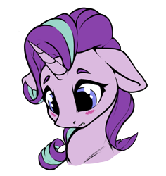 Size: 1461x1547 | Tagged: safe, artist:hitbass, artist:skitsroom, starlight glimmer, pony, unicorn, blushing, bust, cute, female, floppy ears, glimmerbetes, mare, portrait, simple background, sketch, solo, transparent background