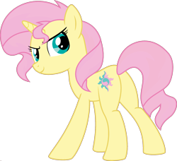 Size: 1920x1754 | Tagged: safe, artist:givralix, edit, fluttershy, sunset shimmer, pony, unicorn, female, fusion, looking at you, mare, palette swap, plot, ponyar fusion, recolor, simple background, smiling, transparent background, vector, vector edit