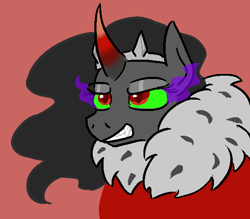 Size: 596x521 | Tagged: safe, artist:jargon scott, derpibooru import, king sombra, queen umbra, pony, unicorn, lidded eyes, rule 63, simple background, smirk, solo, sombra eyes