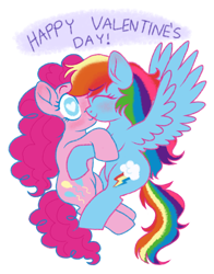 Size: 1228x1566 | Tagged: safe, artist:unoriginai, derpibooru import, pinkie pie, rainbow dash, earth pony, pegasus, pony, boop, cute, female, heart eyes, hearts and hooves day, holiday, kissing, lesbian, mare, noseboop, pinkiedash, shipping, simple background, text, transparent background, valentine's day, wingding eyes