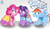 Size: 1714x986 | Tagged: safe, artist:rainbow eevee, derpibooru import, pinkie pie, rainbow dash, twilight sparkle, twilight sparkle (alicorn), alicorn, earth pony, pegasus, pony, make new friends but keep discord, blushing, embarrassed, floppy ears, no clothes, nudity, wat, we don't normally wear clothes