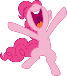 Size: 3150x3564 | Tagged: safe, artist:porygon2z, pinkie pie, earth pony, pony, jumping, nose in the air, open mouth, simple background, solo, transparent background, vector