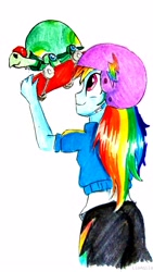 Size: 2169x3859 | Tagged: safe, artist:liaaqila, derpibooru import, rainbow dash, better together, equestria girls, sic skateboard, clothes, simple background, traditional art, white background