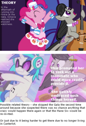 Size: 640x940 | Tagged: safe, edit, edited screencap, screencap, dj pon-3, octavia melody, pinkie pie, vinyl scratch, earth pony, pony, unicorn, slice of life (episode), the best night ever, female, headcanon, mare, text