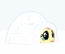 Size: 211x176 | Tagged: safe, artist:mixermike622, screencap, fluttershy, pegasus, pony, cute, dan vs fim, dead inside, fear, hnnng, igloo, scared, snow, stuck, teary eyes, uguu, winter