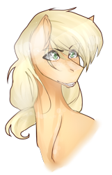 Size: 1567x2428 | Tagged: safe, artist:cristate, applejack, earth pony, pony, blonde mane, female, mare, missing accessory, orange coat, solo