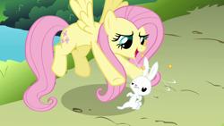 Size: 1280x720 | Tagged: safe, screencap, angel bunny, fluttershy, pegasus, pony, keep calm and flutter on, dizzy