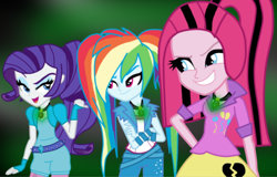 Size: 700x448 | Tagged: artist needed, source needed, safe, derpibooru import, pinkie pie, rainbow dash, rarity, equestria girls, alternate universe